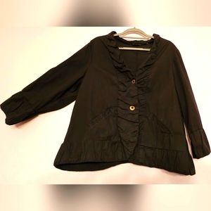 XCVI Black Ruched Blazer